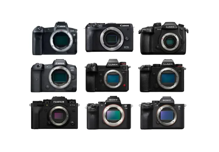 Kolekcja aparatów: Canon EOS R, R5, Lumix GH5, S1H, S5, Fujifilm X-T4, Sony Alpha 7 III, 7S III. Jaki aparat do filmowania wybrać?