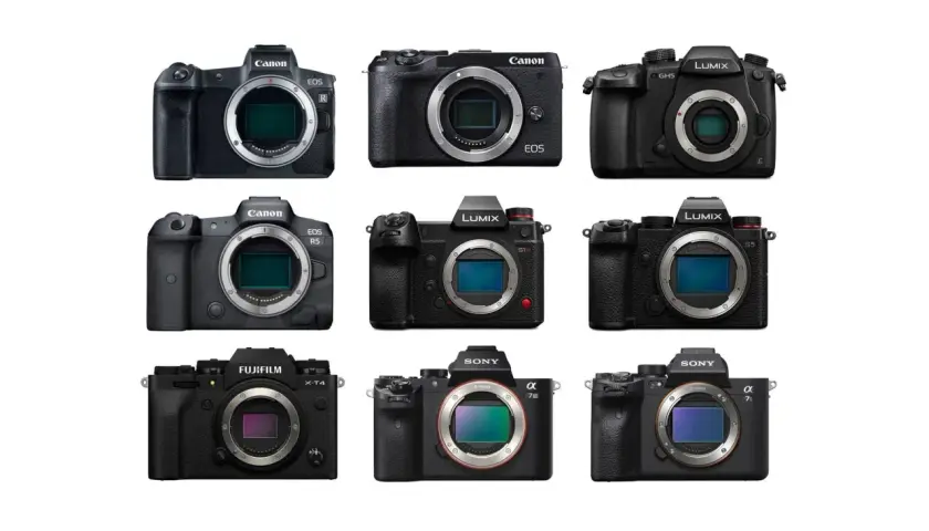 Kolekcja aparatów: Canon EOS R, R5, Lumix GH5, S1H, S5, Fujifilm X-T4, Sony Alpha 7 III, 7S III. Jaki aparat do filmowania wybrać?
